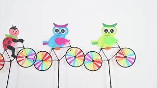 Plastic Windmill Wind Spinner Wood Handle Kids Toy Lawn Garden Yard youtube video