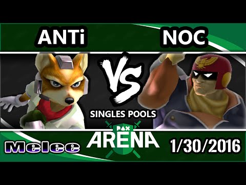 PAX South Arena - DM.THE | ANTi (Fox) Vs. Noc (Captain Falcon) SSBM Pools LF - Smash Melee