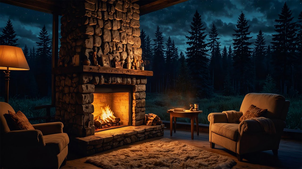 Fireplace Crackles and Rain Melodies ASMR 🔥 ASMR Fireplace in Cozy Cabin Ambience for Sleep