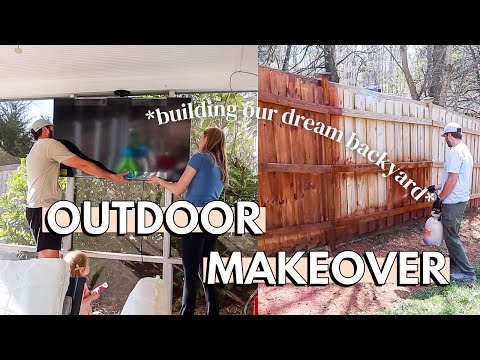 DIY BACKYARD MAKEOVER 🪻🌳 | the *best* fence stain, outdoor storage/organization & new furniture