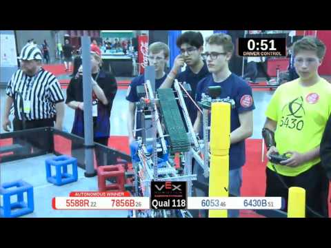 2015 VRC Engr Q118 - 5588R 7856B vs 6053 6430B - 68 to 44 - VEX Worlds 2015 - Engineering Division