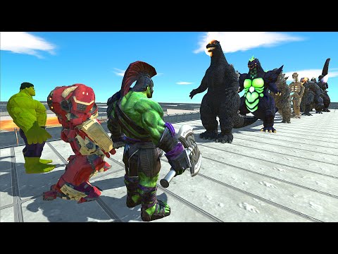 X3 Hulk Lava Death Run vs All Godzilla - Animal Revolt Battle Simulator