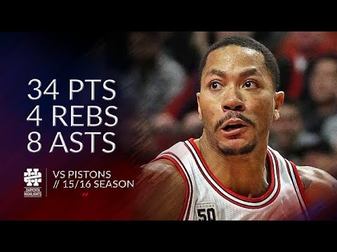 Derrick Rose 34 pts 4 rebs 8 asts vs Pistons 15/16 season