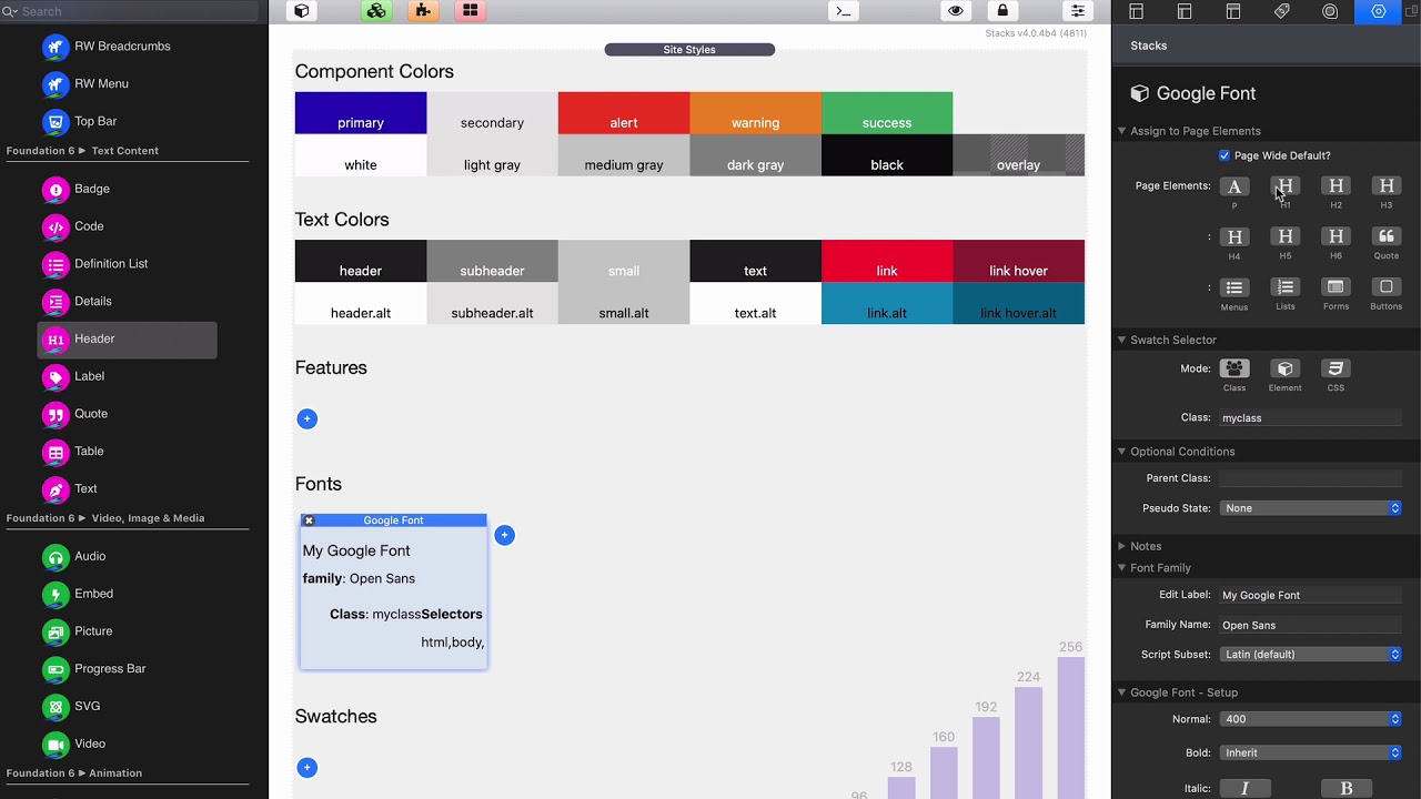 Assigning Fonts to your Content in Foundation 6 Stacks