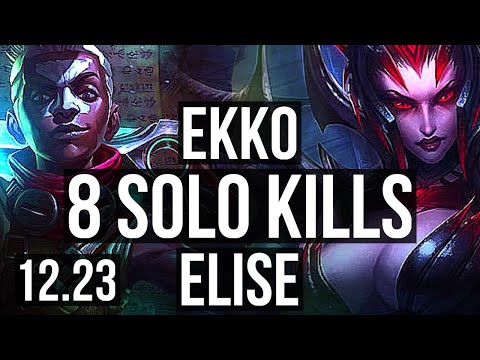 EKKO vs ELISE (JNG) | 8 solo kills, Legendary, 1.5M mastery, 600+ games, 25/6/8 | EUW Master | 12.23