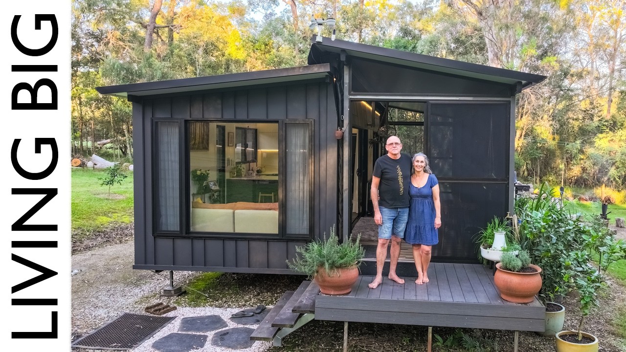 Modern Subtropical Off-Grid Tiny House Powered by Recycled EV Car Batteries