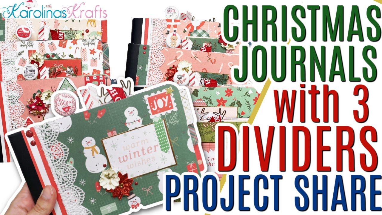 Altered Christmas Journals with 3 Dividers Project Share using Holly Jolly Paper Pad by DCWV