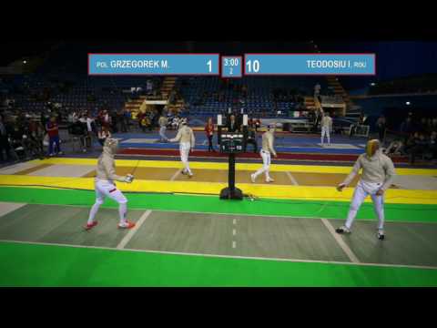 T32. TEODOSIU Iulian (ROU) - GRZEGOREK Mikolaj (POL). Sabre men.