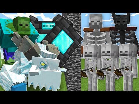 OP Bosses vs Massive Skeleton Army (Minecraft Mob Battle)