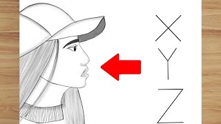 How to draw a Beautiful Girl with hat easy | Girl Face drawing | Girl with Hat drawing