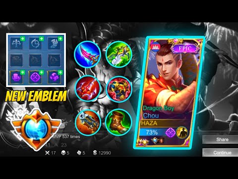 Chou Top 1 Global New Emblem Set 2022 And Build Damage | Chou New Meta Gameplay | Mobile Legends