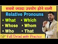 Relative Pronouns What, Who, Which, That, Whose, Whom, In English Grammar | Examples & Definition