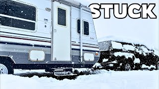 CAUGHT In A Snowstorm Travel Trailer Camping In Arizona