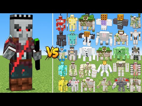 Pillager Boss vs All New Golems - New Illager and New Golem Family | Fight Minecraft Battle