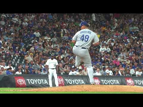 Brusdar Graterol Slow Motion Pitching Mechanics (1st Base Side View)
