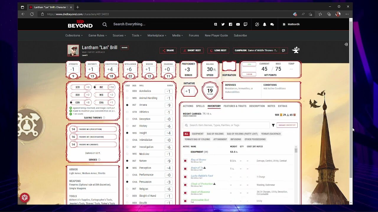 How to print off your D&D Beyond Inventory