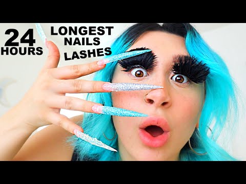 WEARING THE LONGEST NAILS AND EYELASHES FOR 24 HOURS!