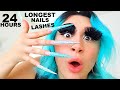 WEARING THE LONGEST NAILS AND EYELASHES FOR 24 HOURS!