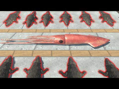 Escape from Deadly Mosasaurus - Animal Revolt Battle Simulator Colossal Squid