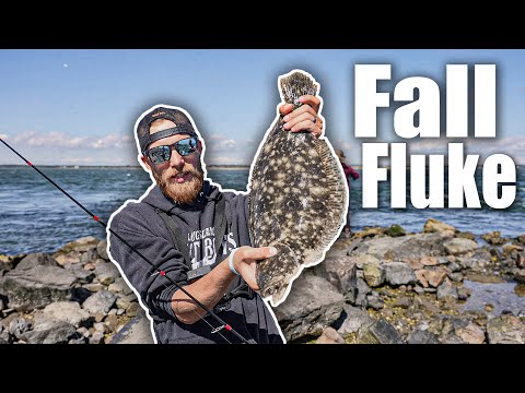 Fall FLUKE in INSANE WIND on Bucktails in Back Bays of Long Island - BLITZING - Smooch and Release