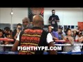 FLOYD MAYWEATHER WORKS THE MITTS WITH ...