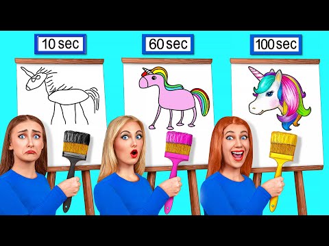 10 Seconds vs 60 Seconds vs 100 Seconds Drawing Challenge by Multi DO