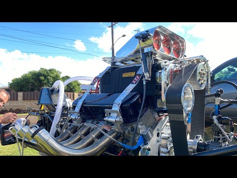 Blown Alcohol 454 Big Block Chevy Rear Engine Dragster Fire up