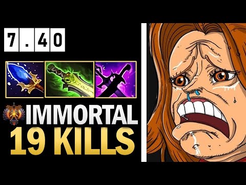 Lina Pro Mid with 20 Kills in 7.40 - Gameplay Dota