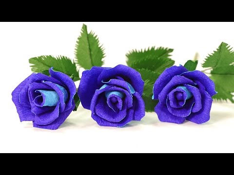 DIY Paper Flowers - How to Make Blue Paper Rose
