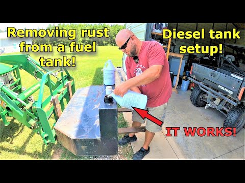 Removing rust from a fuel tank! Diesel tank setup with Fill rite pump. #604