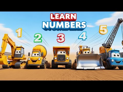 Learn Numbers 1 to 5 with Construction Trucks! 🚧🧡 | Fun Vehicle Song for Kids