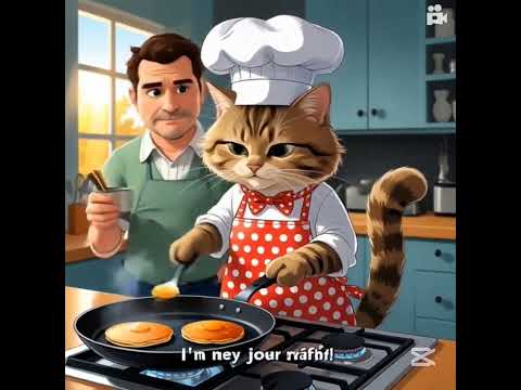 Chef Cat Nishu Cooks Pancakes Like a Pro! 🐾🍳 | #short  #viralvideo #ChefCat #FunnyCat #Cooking #cat