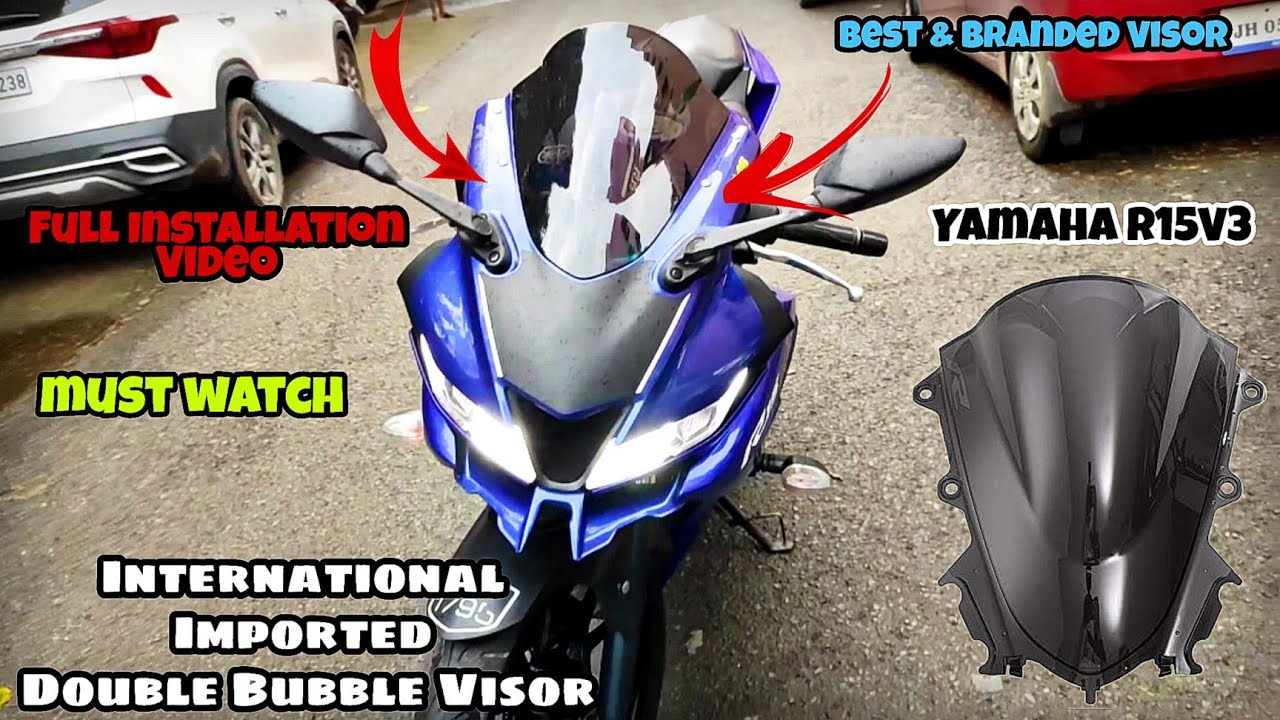 Watch video Imported Double Bubble Windshield Visor Installation In YAMAHA YZF R15V3| First On YouTube| DIY Mod Now Imported Double Bubble Windshield Visor Installation In YAMAHA YZF R15V3| First On YouTube| DIY Mod