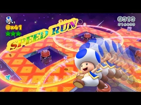 Super Mario 3D World: Champion's Road Speedrun No Power-ups 247 Second With Toad!!!