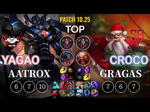 JDG Yagao Aatrox vs SB Croco Gragas Top - KR Patch 10.25
