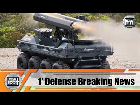 Rheinmetall Mission Master unmanned ground vehicle armed with 70mm rockets live firing South Africa