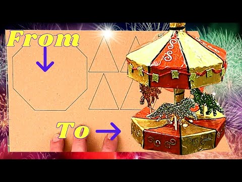 Making An Amazing Christmas Carousel from Upcycled Cardboard.
