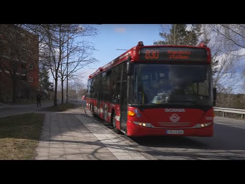 Sweden, Stockholm, bus 830 ride from Studievägen to Kolartorpsvägen