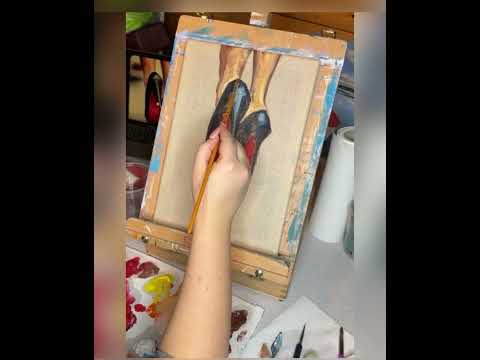 High heels acrylic painting tutorial #paintingtutorial #paintingprocess #originalpainting