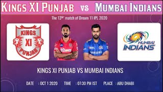 LIVE Cricket Scorecard - KXIP vs MI | IPL 2020 - 13th Match | Kings XI Punjab vs Mumbai Indians
