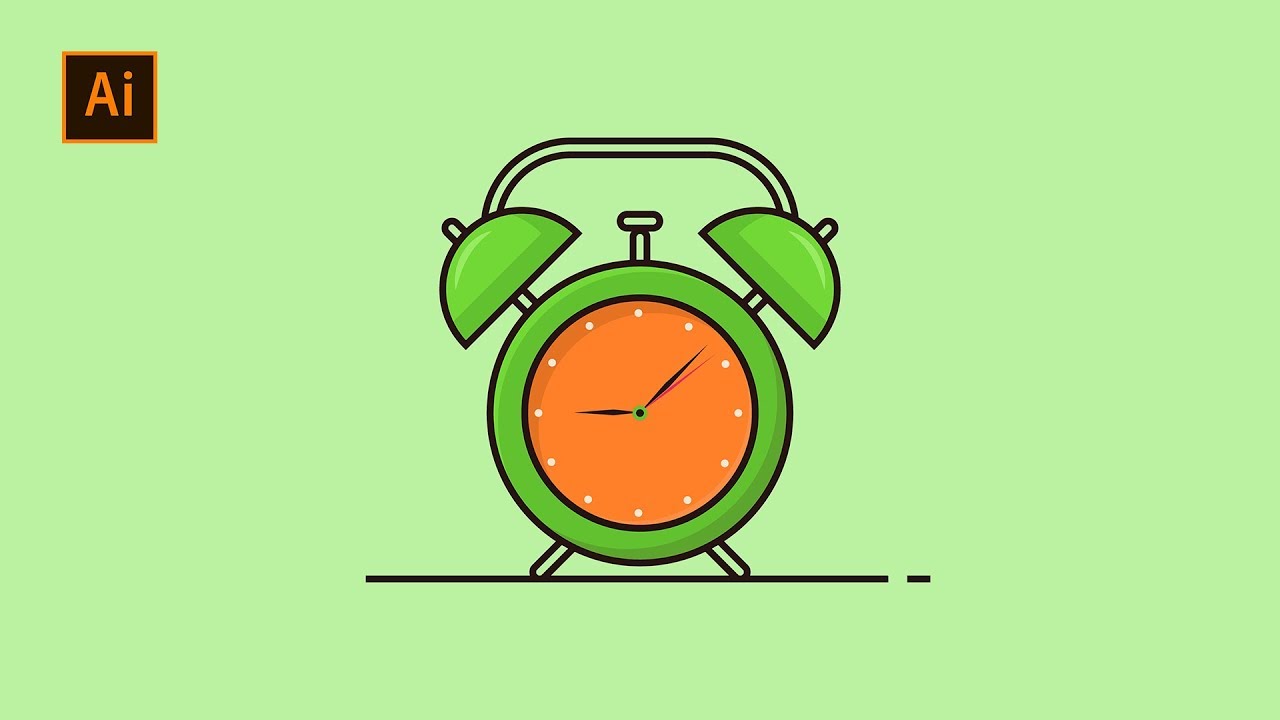 Alarm Clock Flat Design | Adobe Illustrator Tutorial
