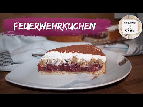 Feuerwehrkuchen/Kirschkuchen mit Streuseln und Sahne/Kremalı vişneli pasta/Sehr lecker 💯
