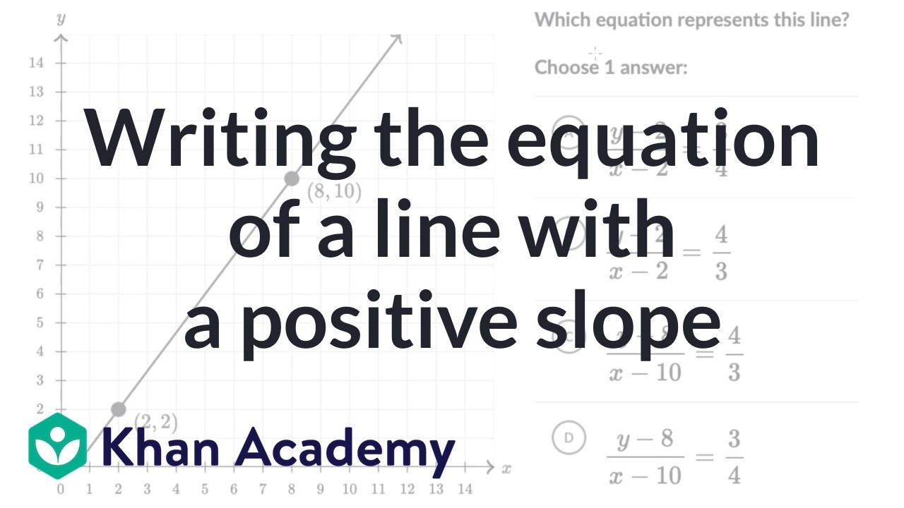 Writing the equation of a line with a positive slope