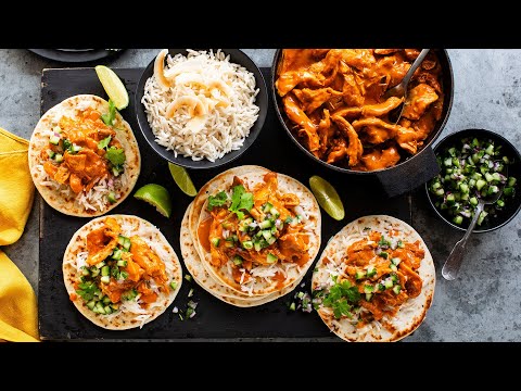 Slow Cooker Butter Chicken Naan Tacos