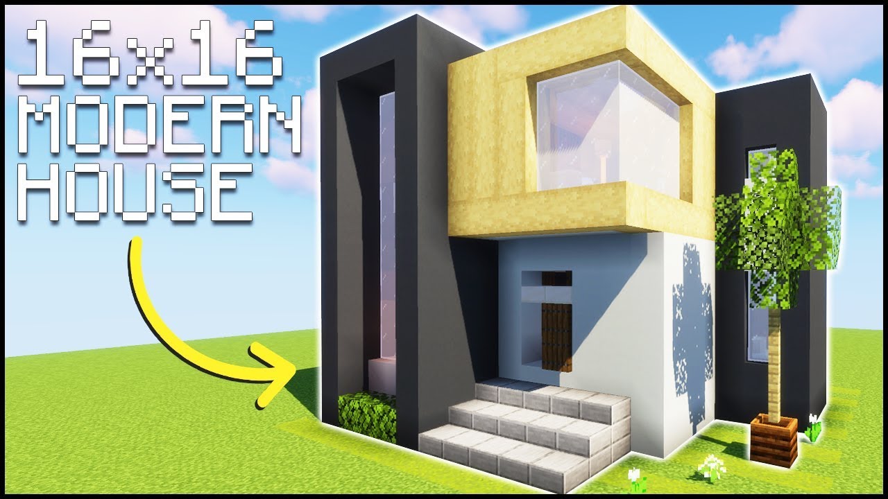 Minecraft: how to build a small & easy modern house tutorial (#25