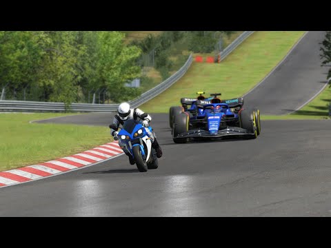 Yamaha YZF-R1 2008 vs F1 Williams FW44 2022 Team at Nordschleife