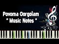 Povoma Oorgolam Piano Cover Notes Midi File Music Sheet Karaoke