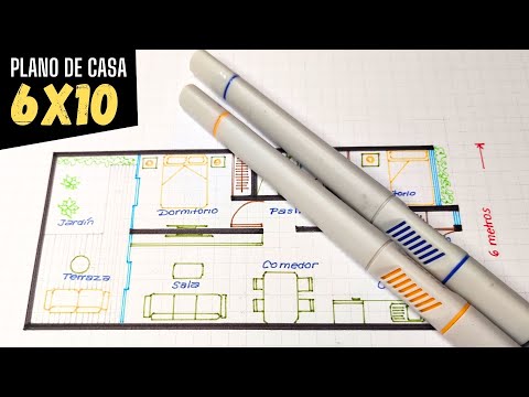 Plano de casa de 6X10 metros | Casa pequeña con 2 dormitorios  #smallhouse  #casapequeña #dibujos