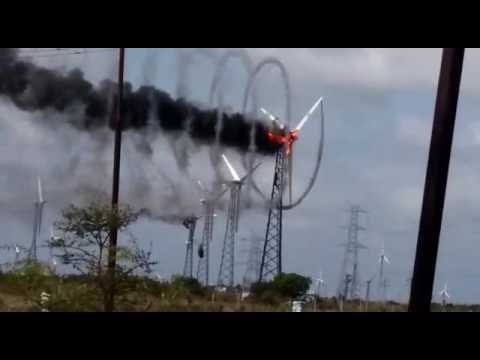 Wind Turbine Catches On Fire And Creates A Swirling Vortex Of Smoke