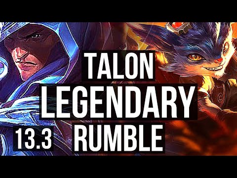 TALON vs RUMBLE (MID) | 11/0/2, 7 solo kills, 1.8M mastery, Legendary | KR Diamond | 13.3